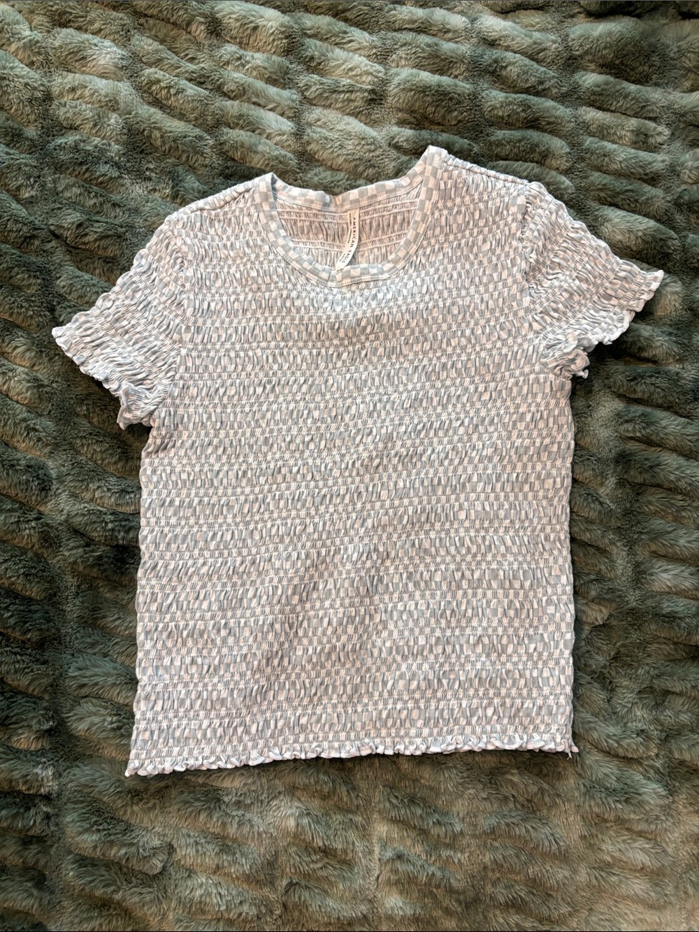 American Eagle Outfitters Light Blue Textured Short Sleeve Tee